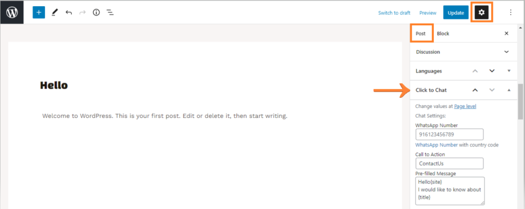 Change values at Page Level